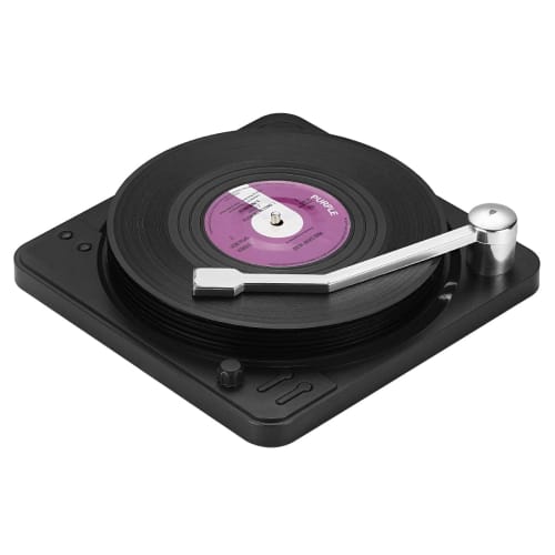 MECOWON Vinyl Record Coasters with Record Player Holder - 6 Pack Cool Coasters for Music Lovers. Perfect for housewarmings, parties, and music lovers.