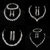 Bridal Accessories Three-piece Set Wedding Fashion Full Diamond Zircon Water Drop Necklace Earrings Wedding Accessories