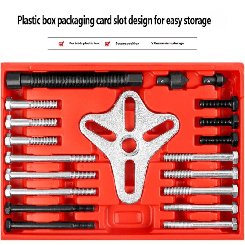 Manual Column Wheel Extraction Set, 46-Piece Automotive Tool Selection with Assorted Connection Bolts, Washers and High-Carbon Metal Items for Garage