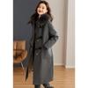 Shang Jing 2025 Winter Women's Faux Fur Lined Long Wool Blend Coat