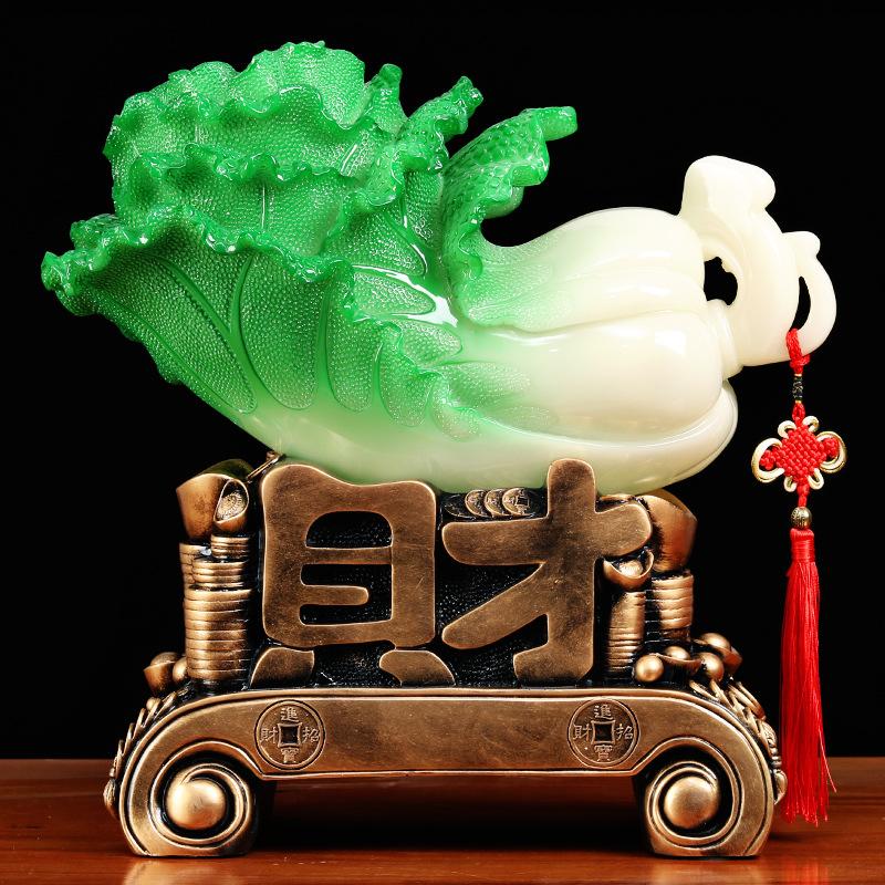 Feng Shui Jade Cabbage Ornaments Home Decoration Crafts Entrance Shop Opening Furnishings Lucky Office Living Room Gifts