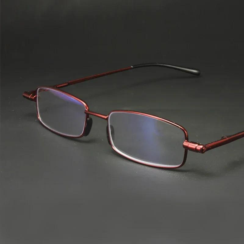 Reading Glasses for Men Presbyopic Glasses Women Metallic with Folding Portable Rectangle Metal Case High Quality with Case