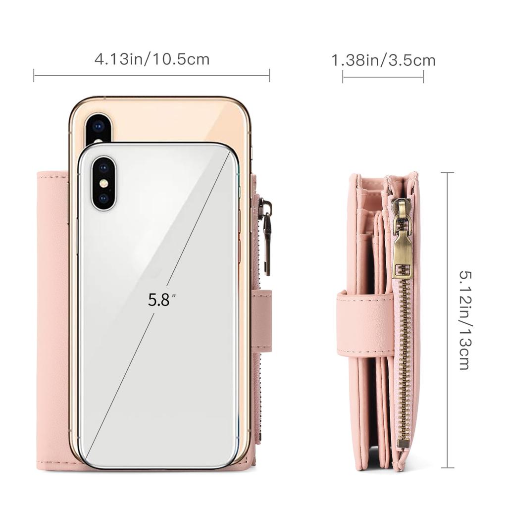 Cartera para Mujer RNIEGA, Gran Capacidad, Cuero Genuino, Ligera, Cartera Plegable, Monedero, Tarjetero, Compacta, Protección RFID y contra Clonación