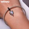 WOSTU 925 Sterling Silver Plated Black Gold Colorful Rose Butterfly Pendant Animal Charm Beads Fit Original DIY Bracelet Jewelry