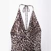 Animal Print Pleated Spaghetti Strap Dress - Women's European & American Style Summer Collection