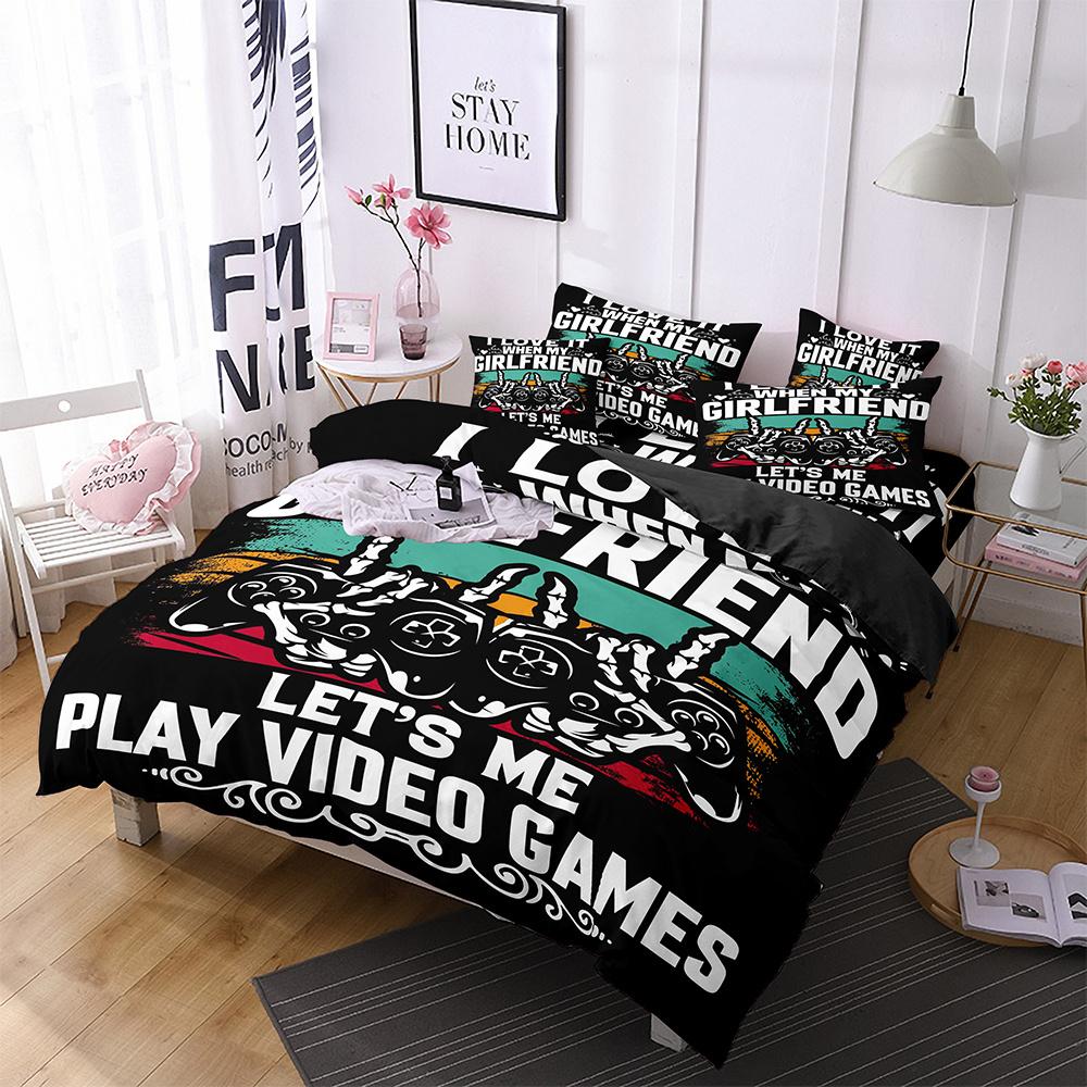 Gamer Duvet Cover for Boys Gaming Comforter Cover Games Gamepad Polyester Bedding Set Kids Game Room Decor Video Game Controller