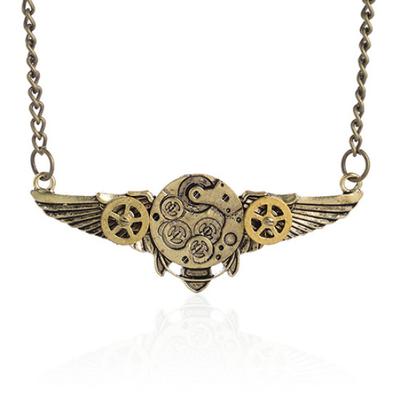 Steampunk Antikinis Kampuoti Sparnai Krumpliaračiai Pakabukas Ilgas Grandinėlės Pareiškiantis Karoliai