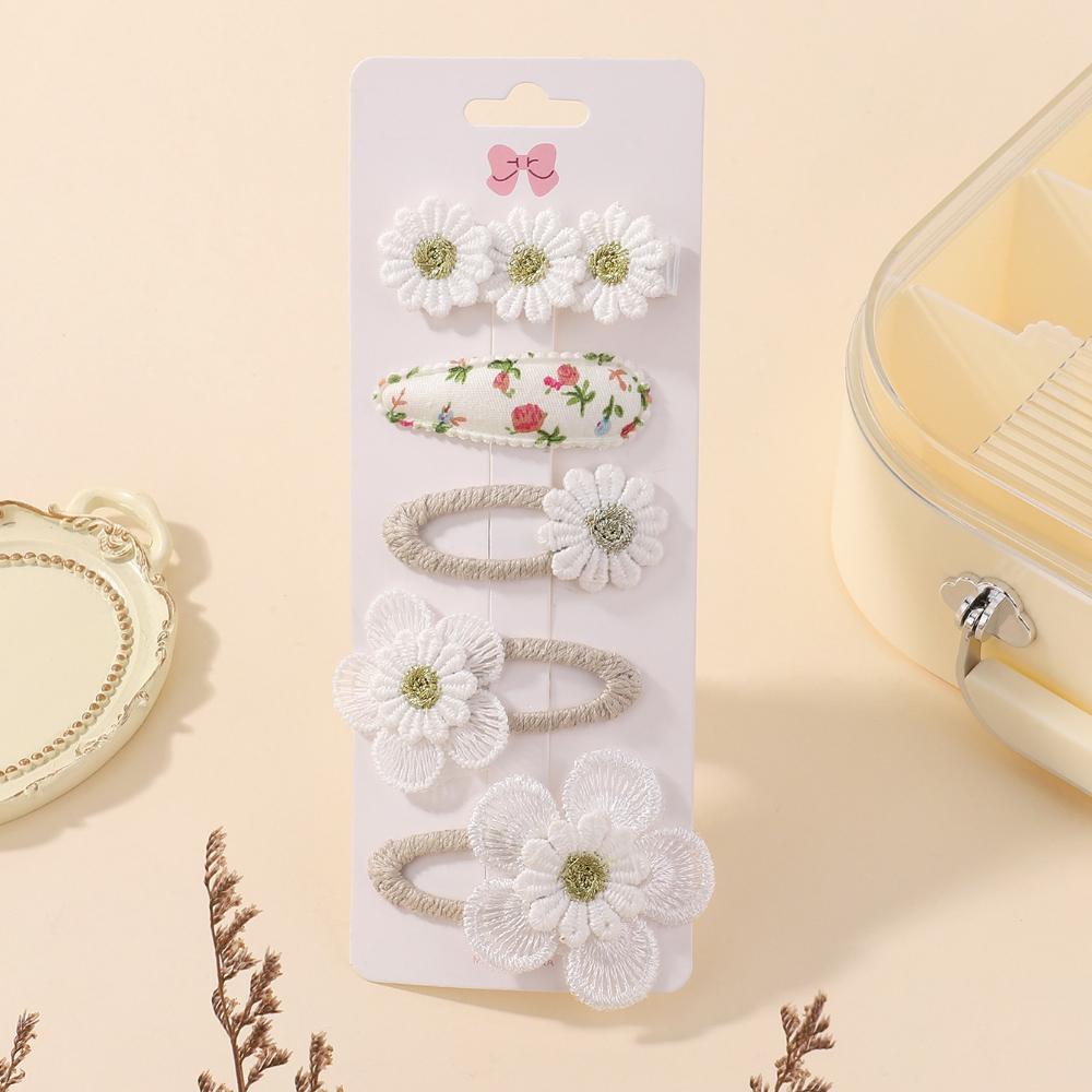 5Pcs BB Clips Set for Children Sweet Printe Hairbangs Hairclip Girls Barrette Ins Style Daisy Hairpin Ornaments Hair Accessories