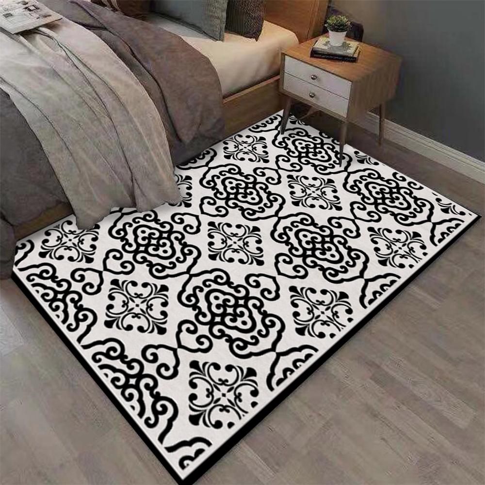 Tappeti Moderni Bianco e Nero con Motivi Floreali Geometrici Tappeti Contemporanei per Soggiorno Decorazioni per Interni Casa