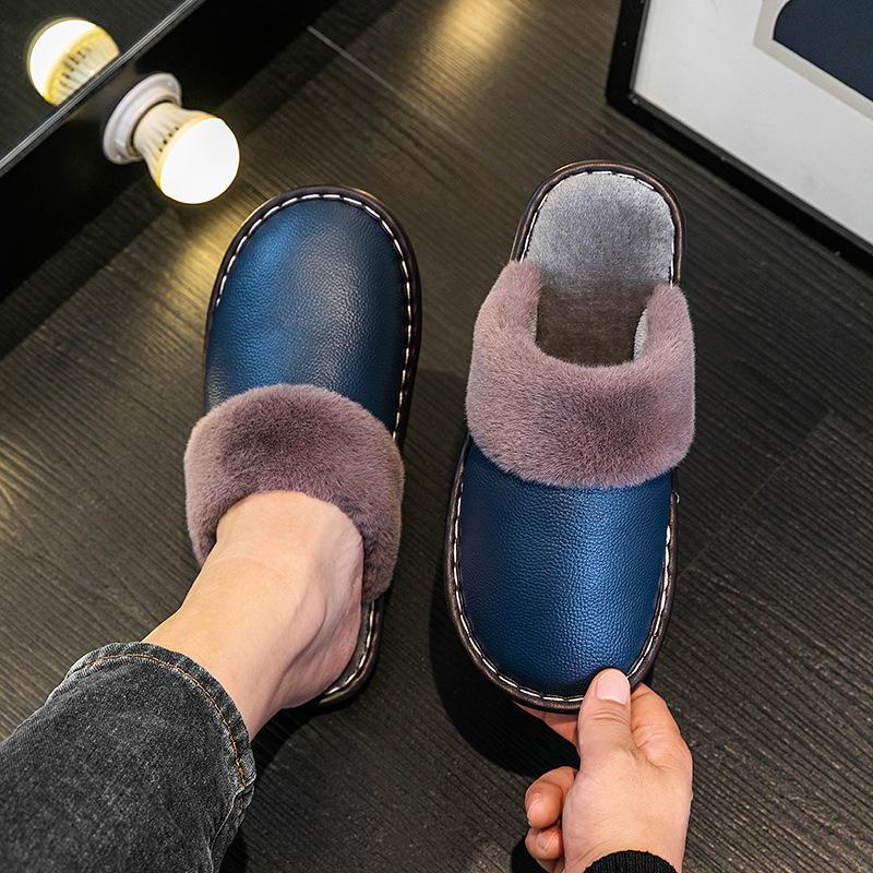 Men's Slippers for Winter with Warm Footbed Non-slip Sole Comfortable Fuzzy Soft Women's Warm Fleece Cozy Slides