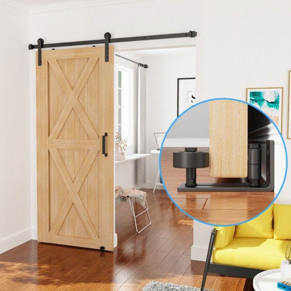 Black Finish Barn Door Floor Guide Flat Bottom Adjustable Roller Stay Roller  Window Rollers
