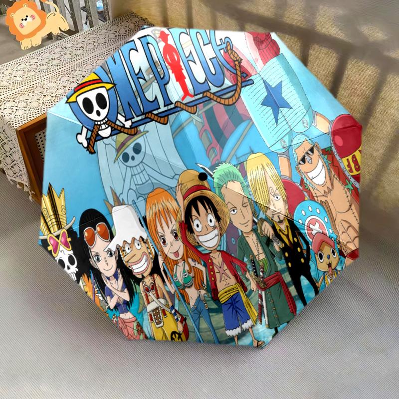 1 Stück Automatischer Faltregenschirm - Anime One Piece Muster Tragbares faltbares Design Mit 8 Rippen Weihnachts-Geburtstagsgeschenke