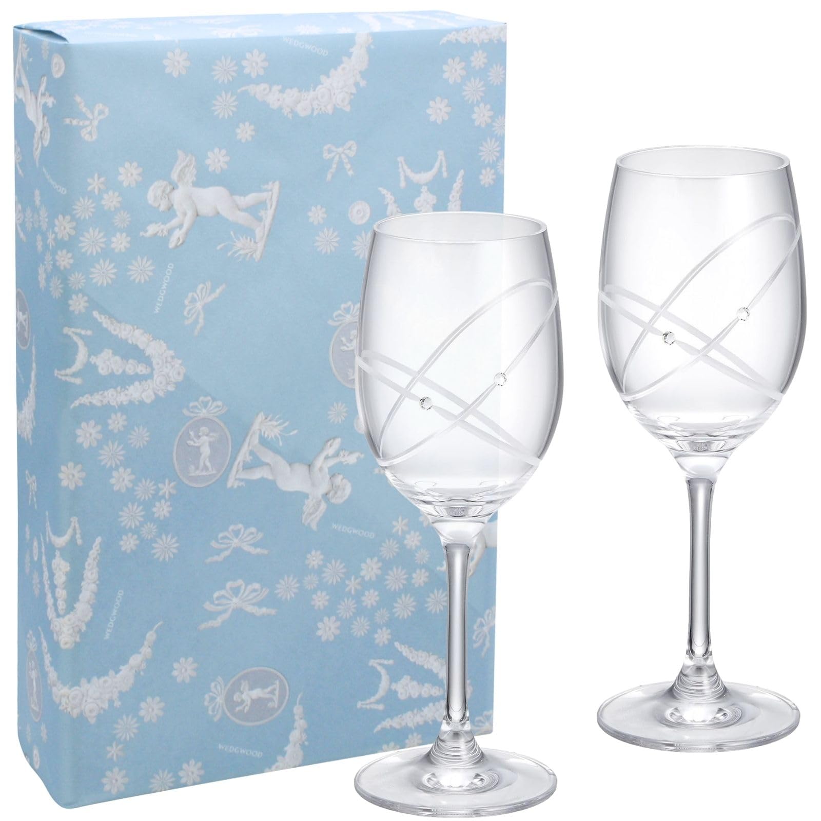 [Wedgwood Official Wedding Wrapping] Promises With This Ring Pair of Wine Glasses (280ml) - Wedding Tableware Gift, Wedding Present, Gift for the Brid