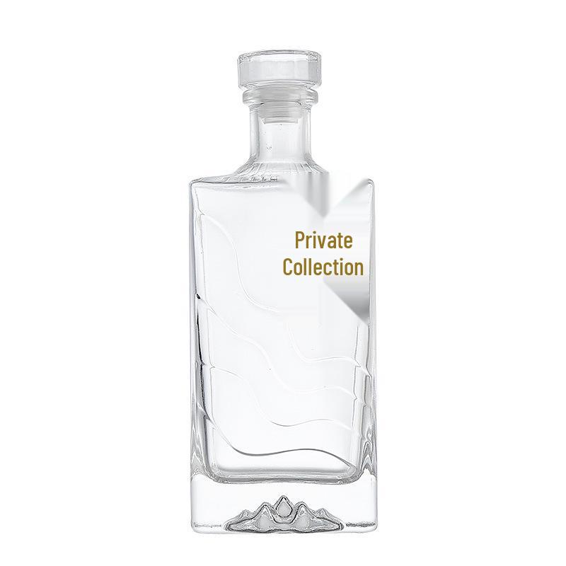 500ml Water Ripple Volcanic Base Transparent Baijiu Bottle Set - Original Pulp Glass Collection Series.