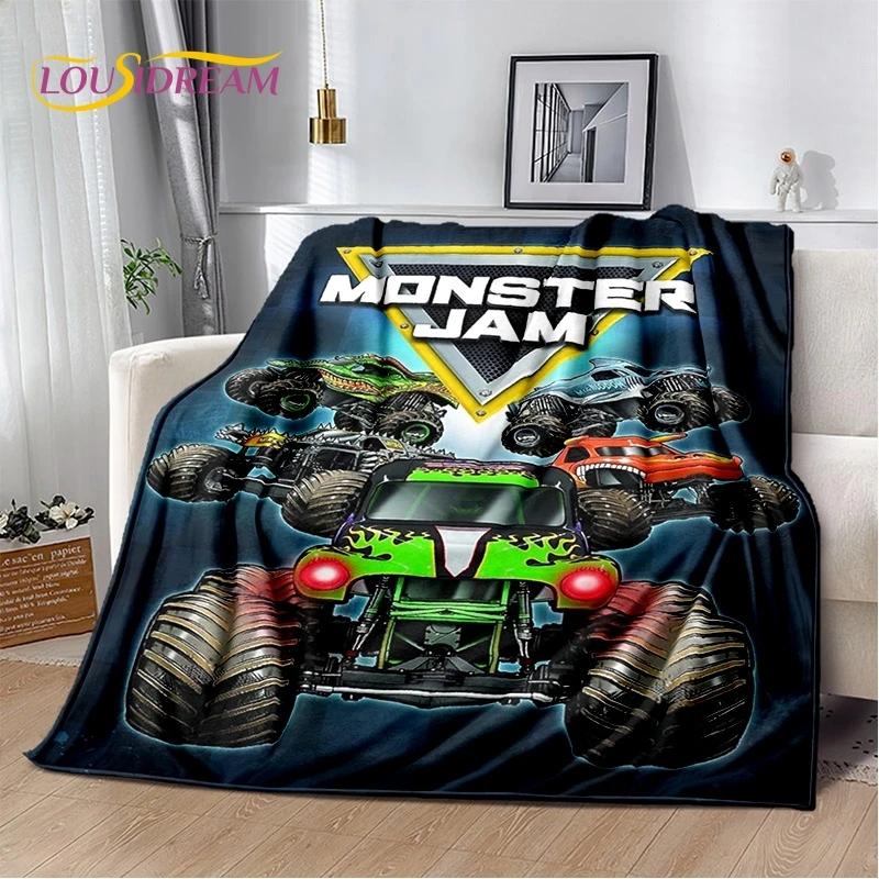 Monster Truck 3D Monster Jam Cartoon Soft Flannel Blanket for Bed Bedroom Sofa Picnic,Throw Blanket for Outdoor Leisure Nap Gift