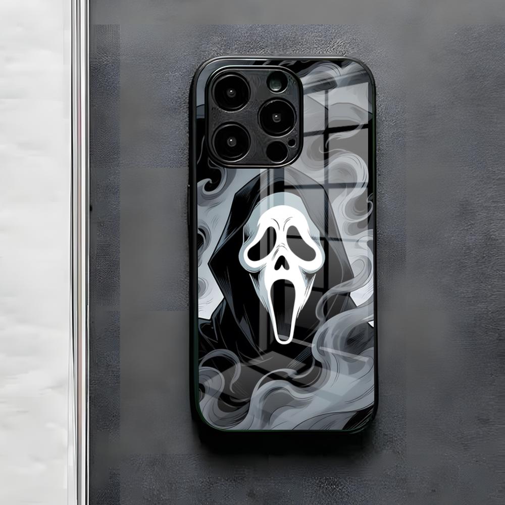 Ghost Face Scream Halloween Phone Case For IPhone 17 Air 16 E Pro Max 15 14 13 Mini 12 Pro 11 Max Plus Black Glass Cover