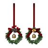Christmas Mini Wreath Ornaments with Golden Bell - Red Ribbon Hanging Decor with Pine Cone & Berry for Xmas Tree, Door & Home Festive Decorations