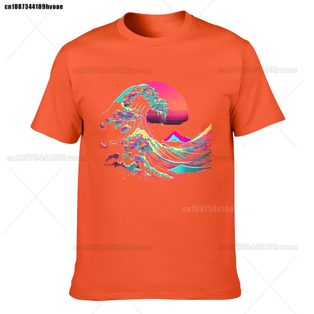 Ästhetisches Glitch Great Wave Retrowave Synthwave T-Shirt Kurzarm-T-Shirt Streetwear