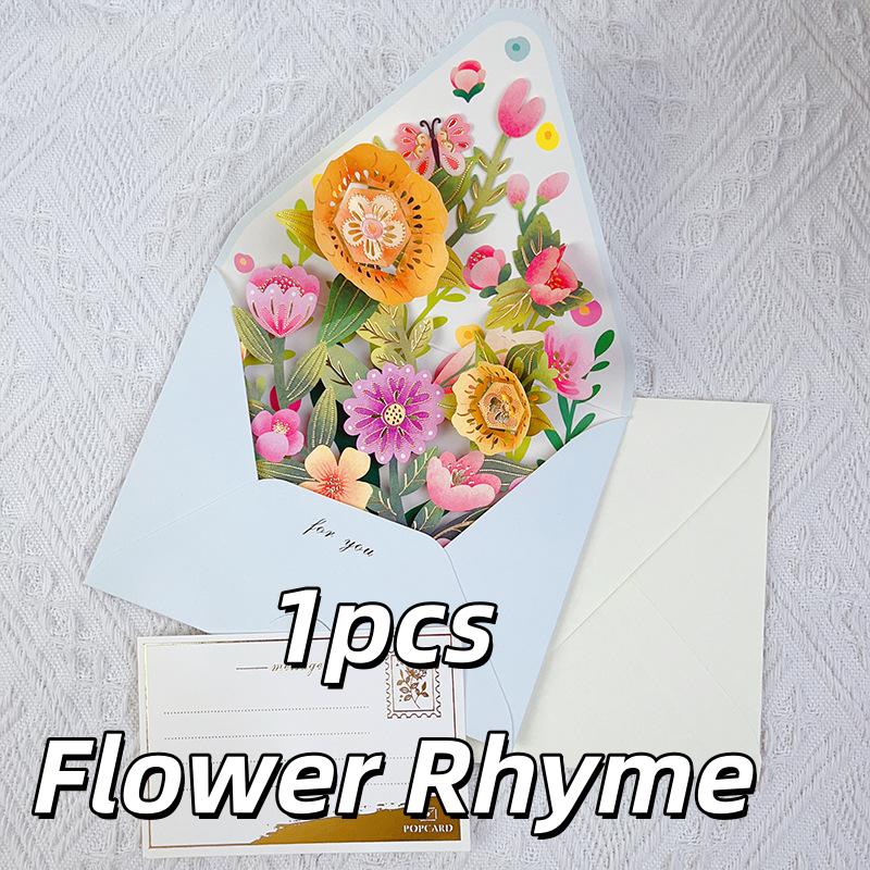 1pcs New Romantic Flower Birthday Christmas Card 3d Pop-Up Greeting Cards Party Wedding Decorations Creative Girl Envelope Gifts