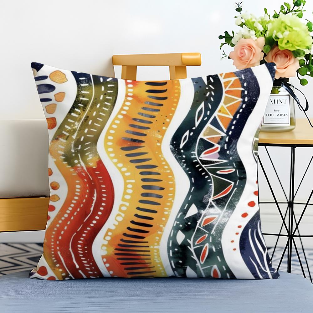 Boho Pattern Cushion Cover Washable Linen Pillowcase Soft  for Sofa Bed Cozy Home Room Decor