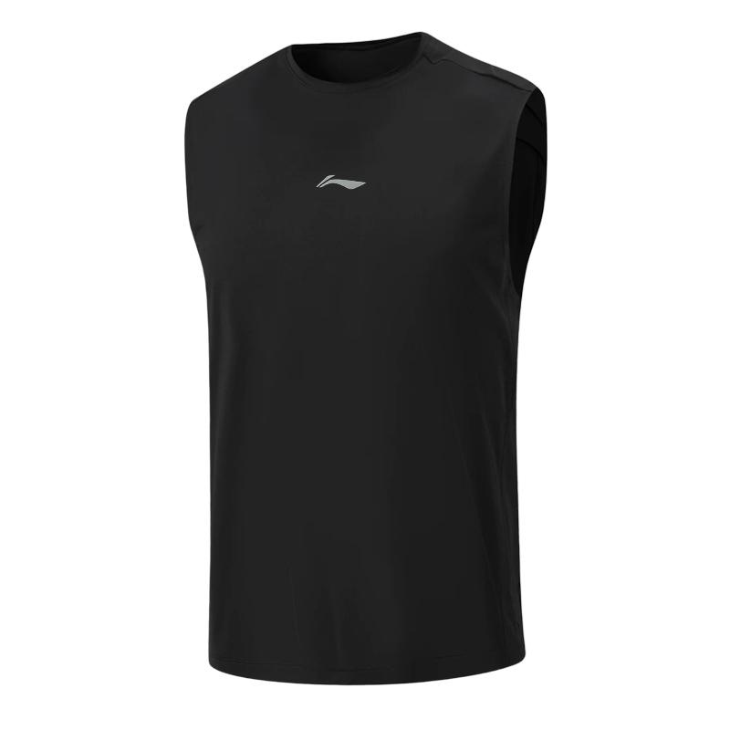Li-Ning Simple Fashion Sweat-Absorbing Quick-Drying Ice-Sense Breathable Sports Casual Fitness Sleeveless Vest Men tops Black LWTW001-3