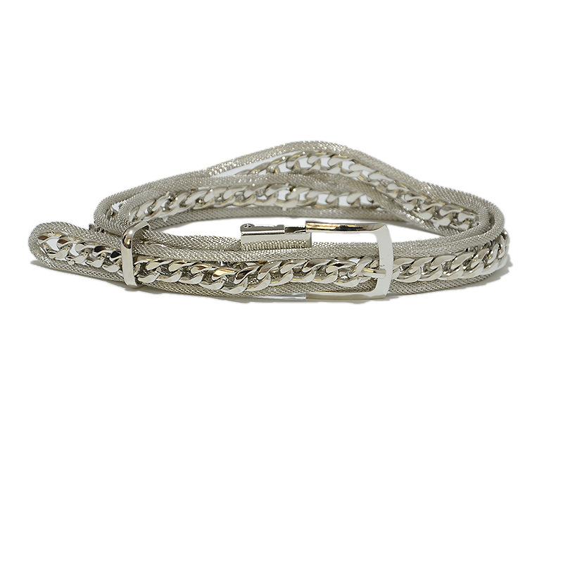 

Metal chain waist chain women s new arrivalstylish exaggerated pin buckle full metal thin waist 105 срібний
