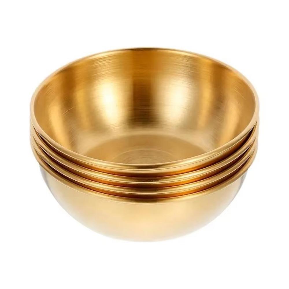 4pcs New Stainless Steel Seasoning Serving Tray Gold Mini Spice Plates Round Household Soy Sauce Dish Plates Specialty Tableware