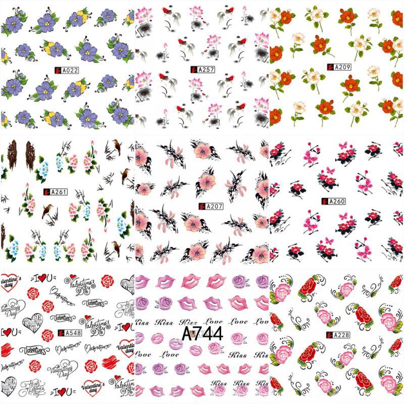50 Sheets 3D DIY Nail Art Water Transfer Floral Manicure Tips Nail Sticker Decoration