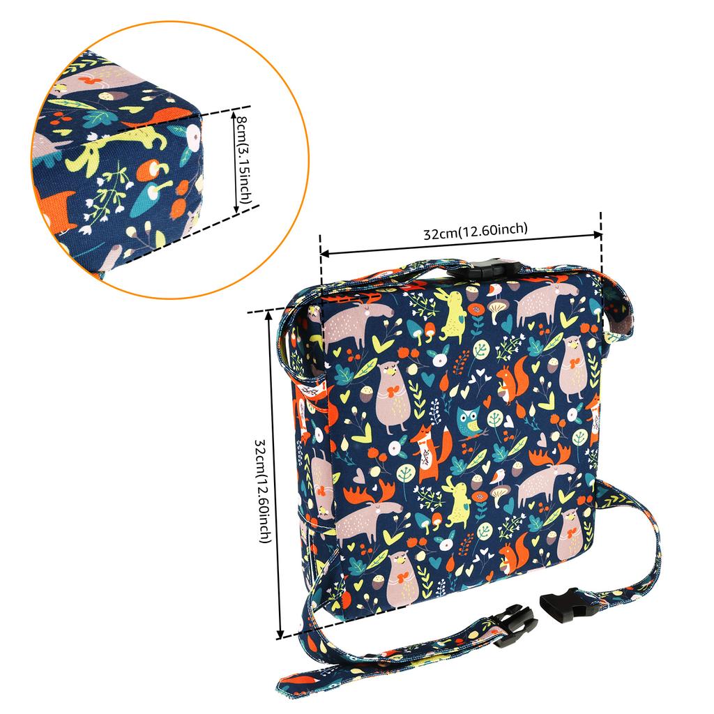 Antypoślizgowe podwyższenie dla dzieci, podwyższenie do stołu jadalnego z regulowanym pasem bezpieczeństwa i paskiem mocującym, kreskówkowa poduszka podwyższająca