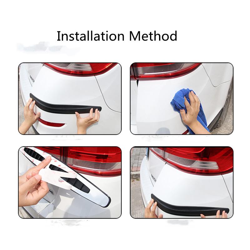 2Pcs 40x5CM Car Bumper Protector Guard Anti-Scratch Strips Sticker 4PCS 14x2.5CM Car Door Protection Anti-collision Body