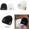 Embroidered Knit Hat With Sad Face Expression For Winter Men Women