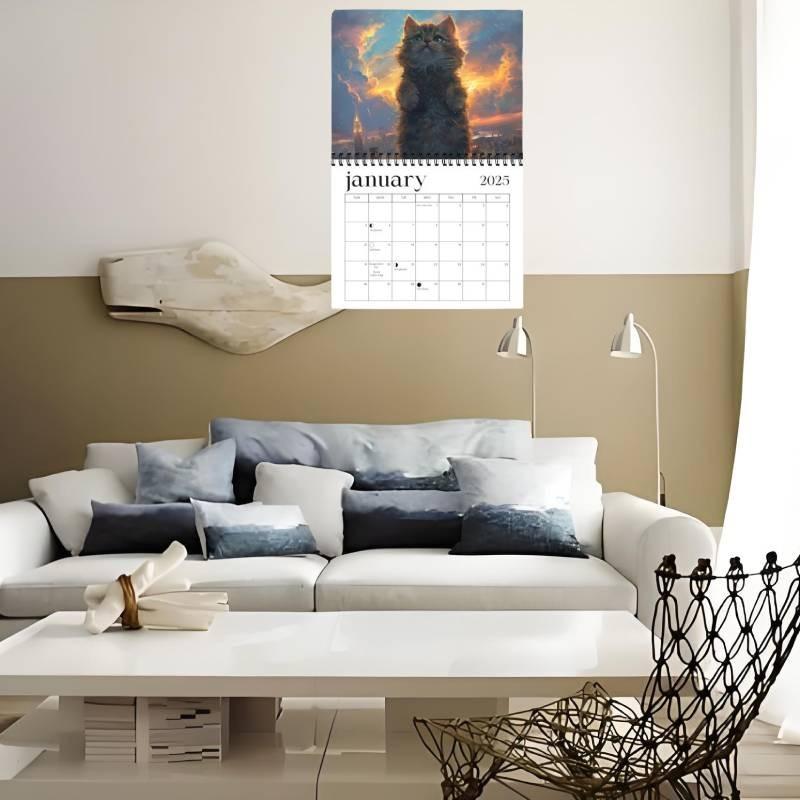 Cosmic 2025 Cat Calendar Fashion Spiral Living Room Wall Decoration Calendar
