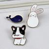 Spilla Adorabile con Animale Cartone Animato: Spilla in Lega Cucciolo e Coniglietto con Design a Goccia d'Olio - Accessorio per Abbigliamento e Zaino