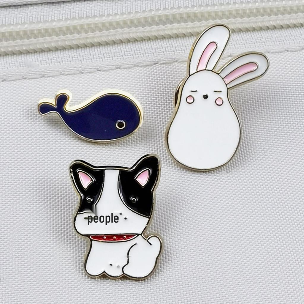 Spilla Adorabile con Animale Cartone Animato: Spilla in Lega Cucciolo e Coniglietto con Design a Goccia d'Olio - Accessorio per Abbigliamento e Zaino