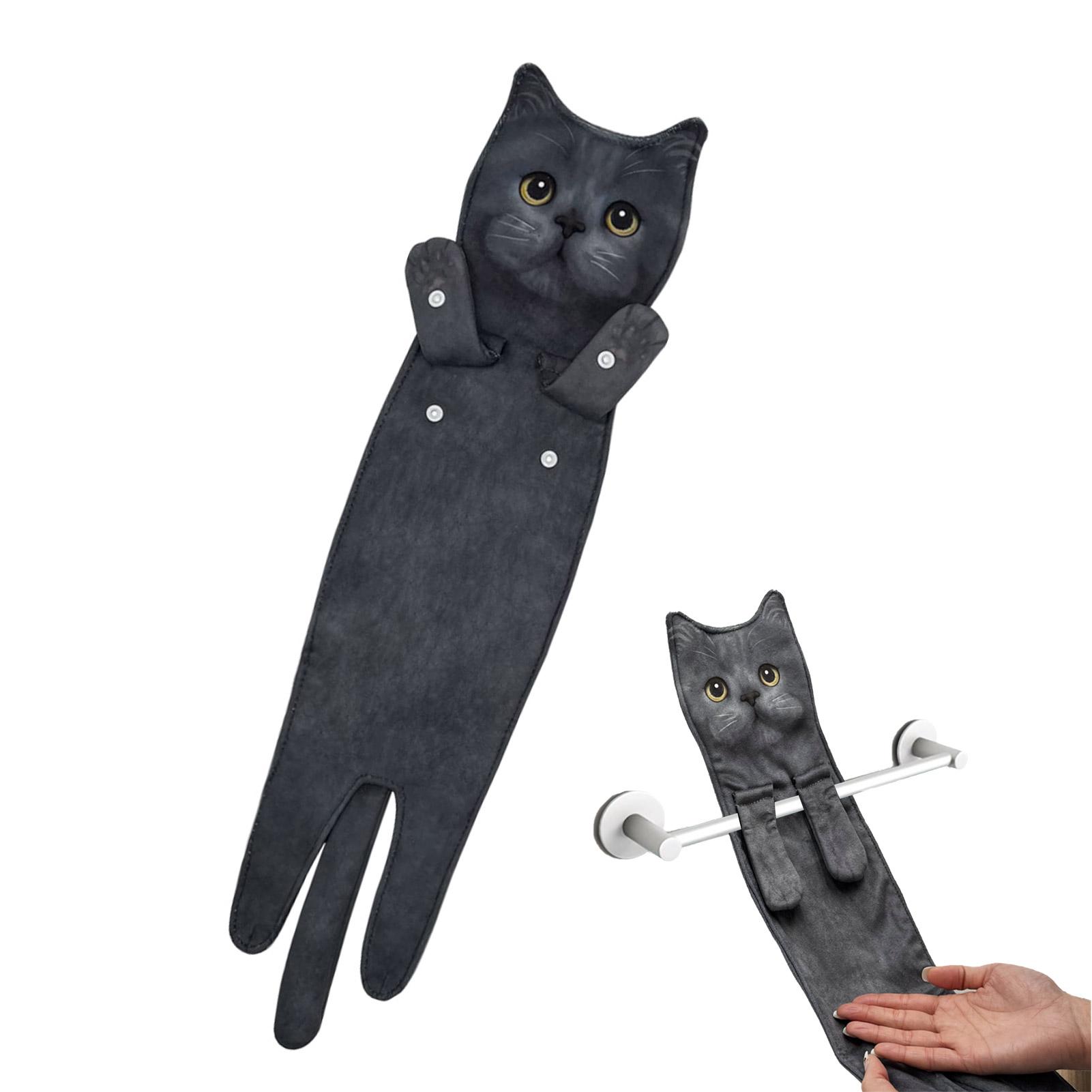 

Funny Cat Hand Towels Kitchen Bathroom Hand Towel Ball with Hanging Lo-ops Quick Dry Soft Absorbent Microfiber creative Towels