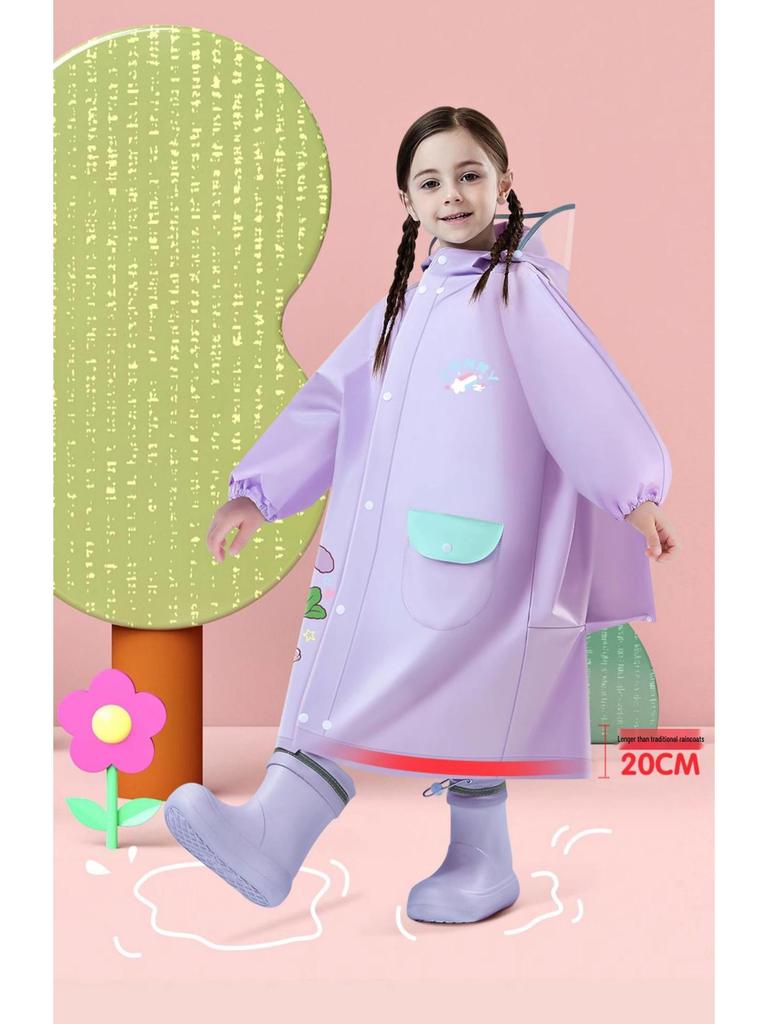 Kinder Verdickter EVA Regenmantel Poncho Overall - Sturmfest Ganzkörper Schultaschen-Kompatibel Schülerausrüstung