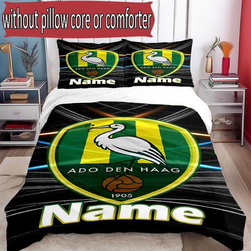 3pcs Duvet Cover Set (1*Duvet Cover + 2*Pillowcase, Without Core), Custom Name ADO Den Haag Pattern Bedding Set, Home Bedroom Decor Gift