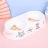 Miao Xin Bao Melamine Oval Double Bowls, Cute Colorful Printed Pet Food Sets, Cat Double Bowls