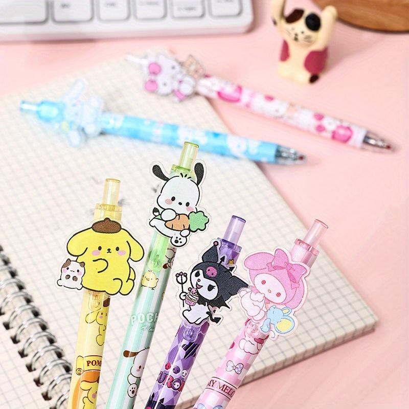 48pcs 0.5mm Sanrio Cinnamoroll HelloKitty my melody Kuromi acrylic patch press pen cartoon high-value neutral pen press signature pen black Back to