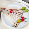 100 Pcs/12cm Disposable Fruit Pick Creative Handmade Heart Shape Bead Appetizer Picks Fruit Toothpicks Party Supplies Toothpick
