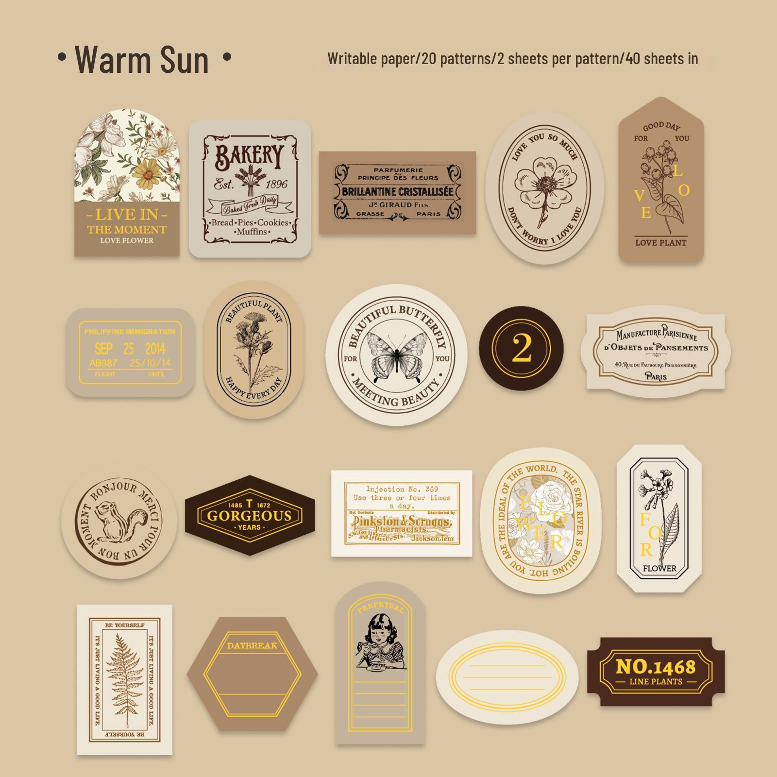 

Набір ретро наклейок з гарячим тисненням Yi Niao: Серія Роки Миру - 40 штук, 6 дизайнів