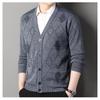 Men's Fashion Casual V Neck Sweater Coat Versatile Fleece Lined Loose Knit Plaid Cardigan Top Autumn Winter New Style