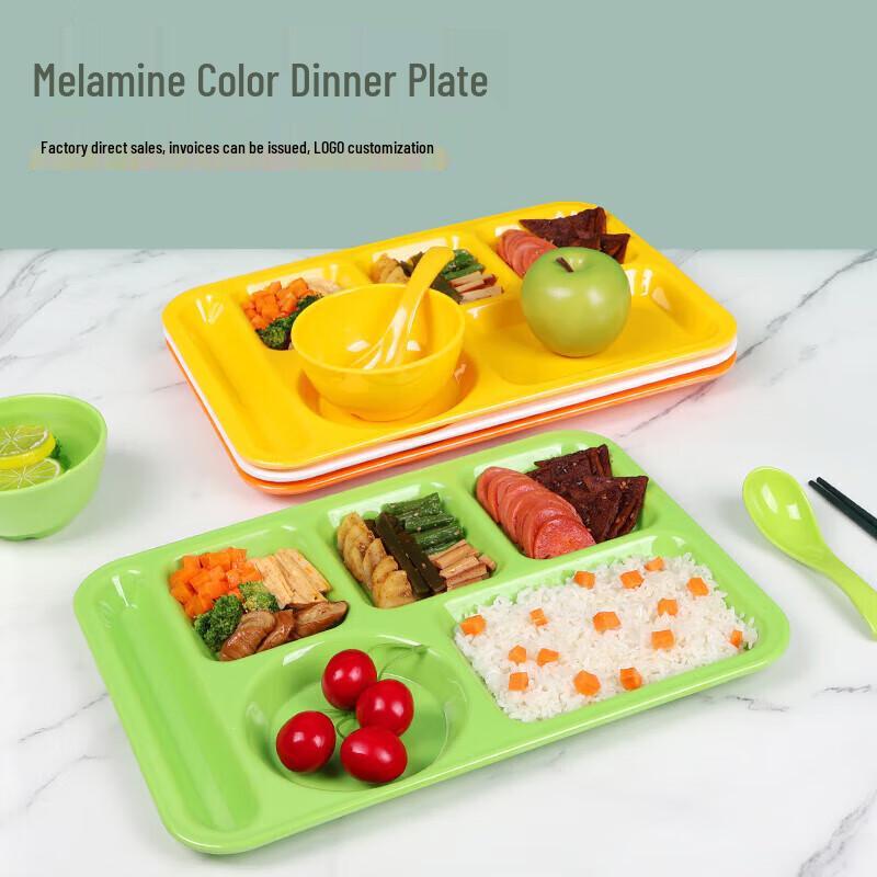 Durable Melamine 6-Compartment Canteen Tray