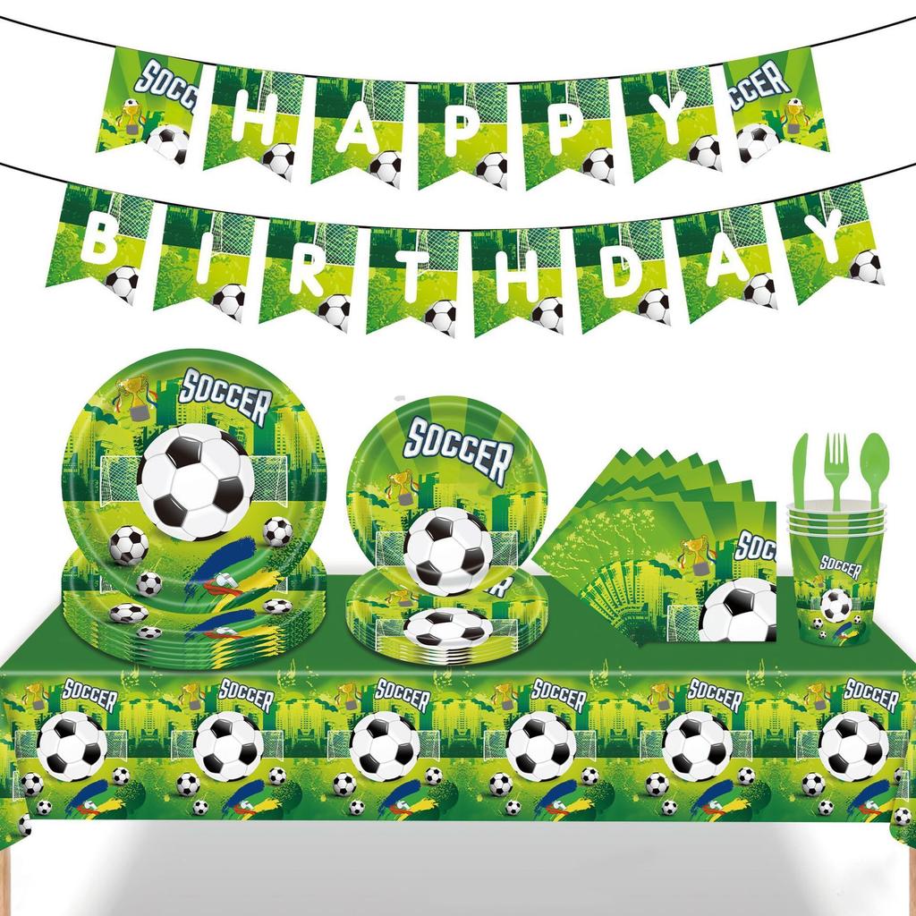 Dekoration mit Fußball-Thema Party Einweg-Geschirrset, Dekorationszubehör für Kindergeburtstagsparty