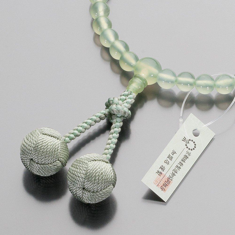 [Takita Buddhist Altar Shop] Women's Buddhist Prayer Beads, Green Onyx, 7mm Beads, Silk Odamaki Bonten Tassel, Prayer Beads Bag, Suitable for All