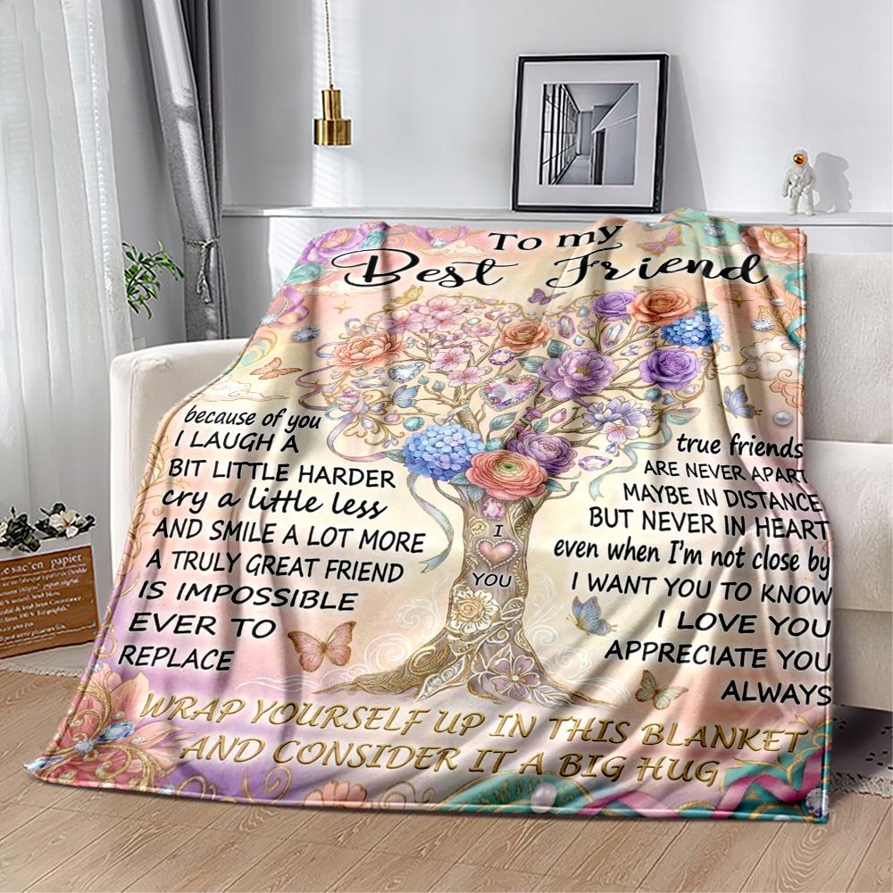 Friendship Poem Blanket Blanket Comfortable Great for Chair Seaside Livingroom Four Seasons Multipurpose Modern