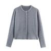 Womens Loose Fit Round Neck Long Sleeve Knit Cardigan With Ball Buttons Casual Chic Sweater Outerwear