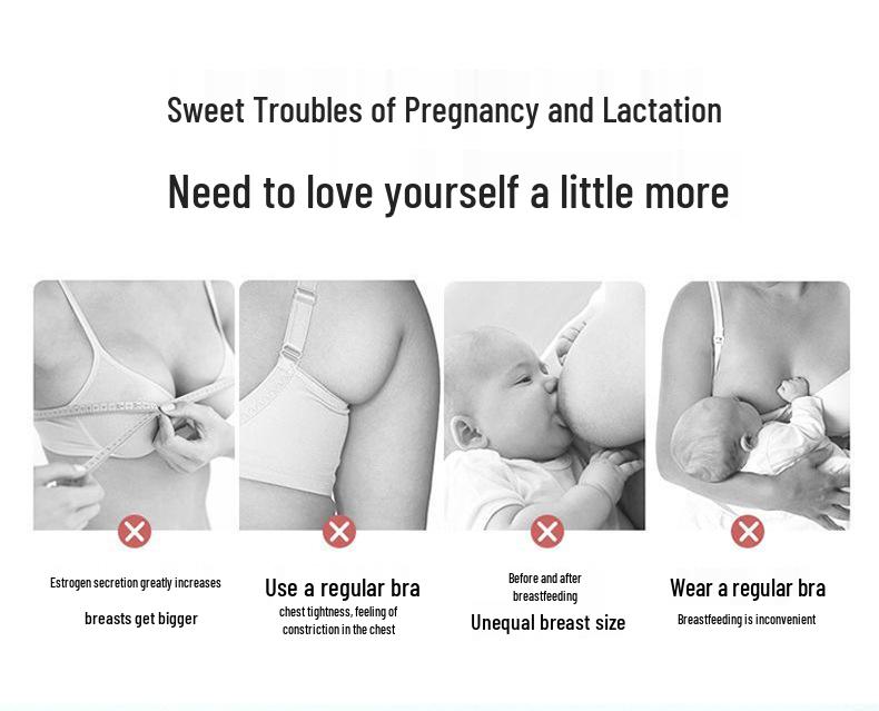 Wireless Front-Opening Maternity Nursing Bra: Anti-Sag, Anti-Side Bust Support for Pregnancy and Breastfeeding