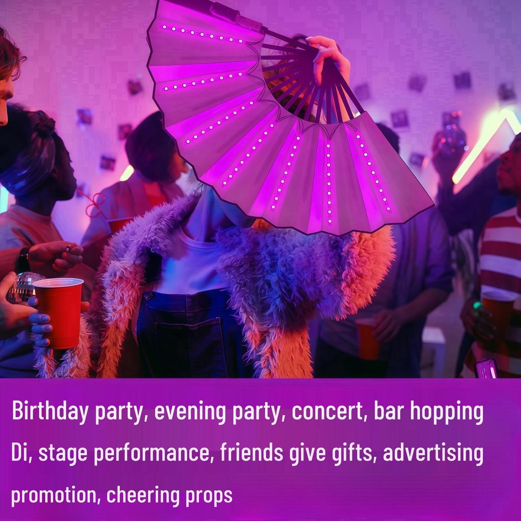 Iridescent LED RGB Folding Fan with Remote & USB Charging - 7 Colors