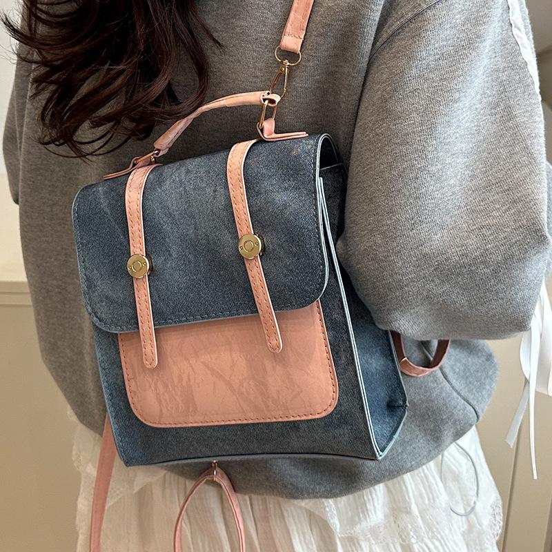 Solid Color Simple Korean Version of Women's One-shoulder Crossbody Bag Niche Design Personality Ins Casual Small Backpack